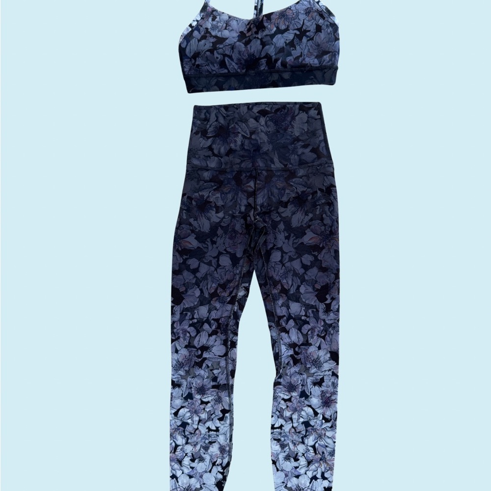 Lululemon Athletica Blue Floral Leggings